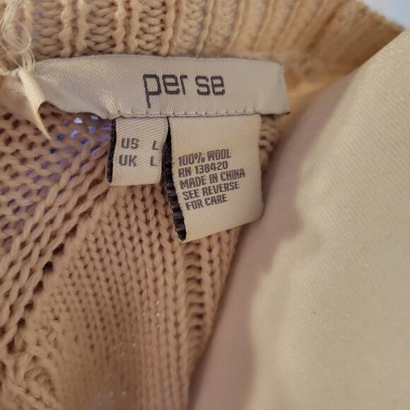 Per Se, L | Knitted Cream Wool Long Sleeve Cardigan - Picture 5 of 6